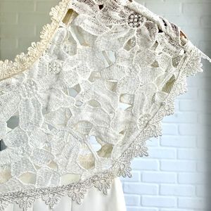 Flowy White Dress with Lace Detail